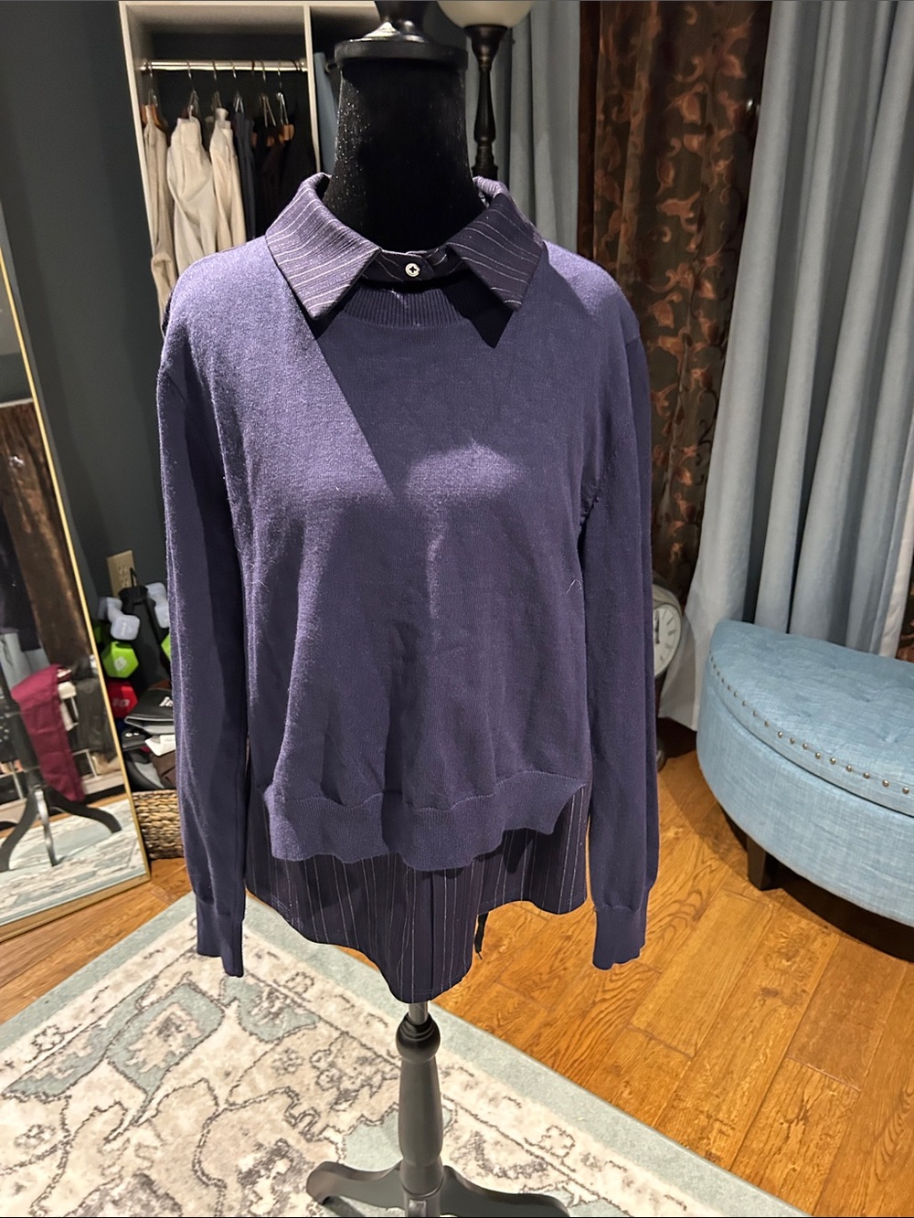 Current Air navy Layered Mock-Collar Sweatshirt